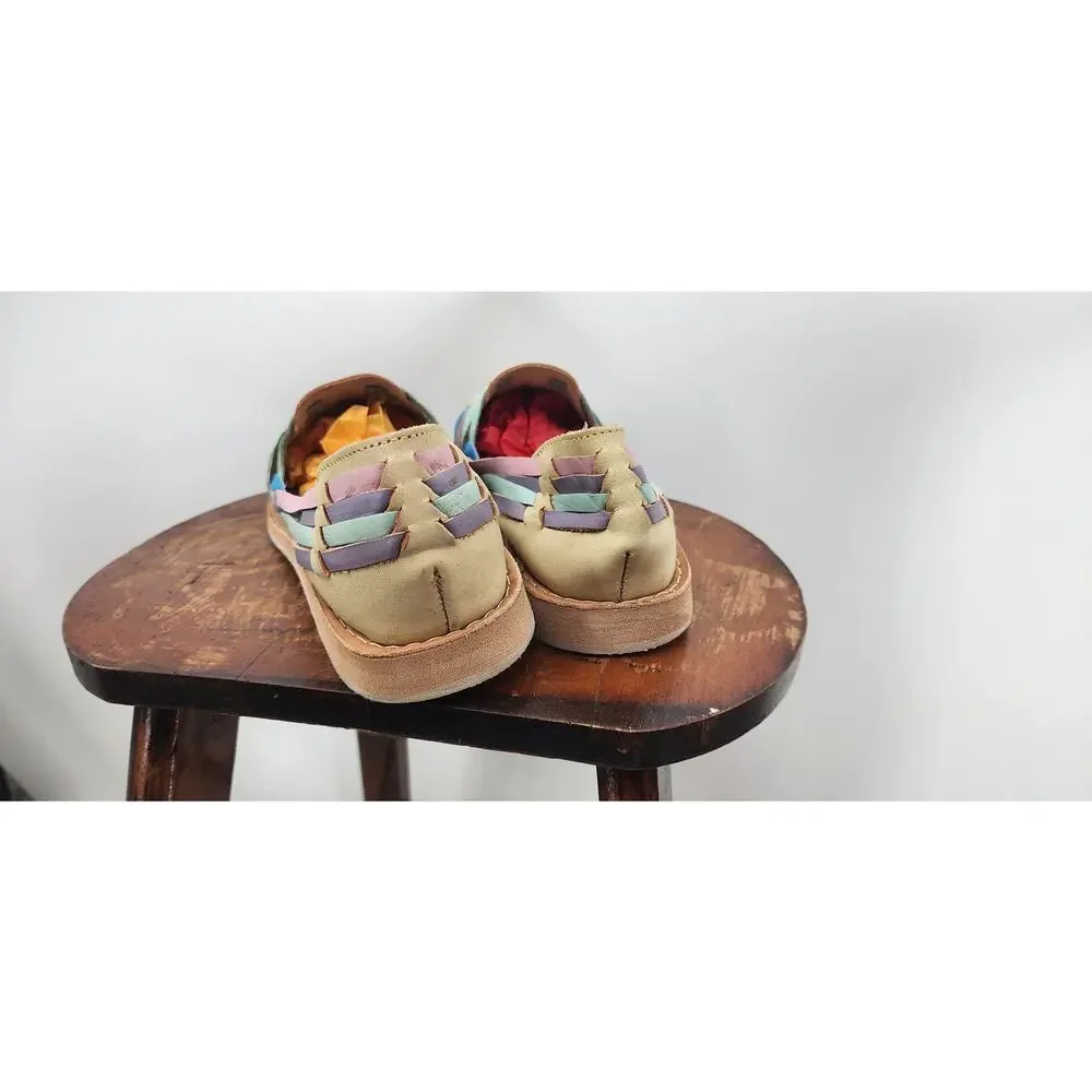 New NWOB Huaraches Colorful Leather Sandals Handmade Pastel 27 Mex 10 US